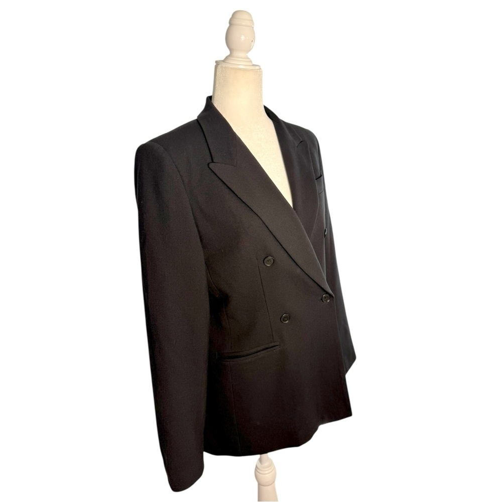 Vintage Saks Fifth Avenue Folio Double Breasted Wool Black Blazer Women’s 10 - Picture 3 of 11